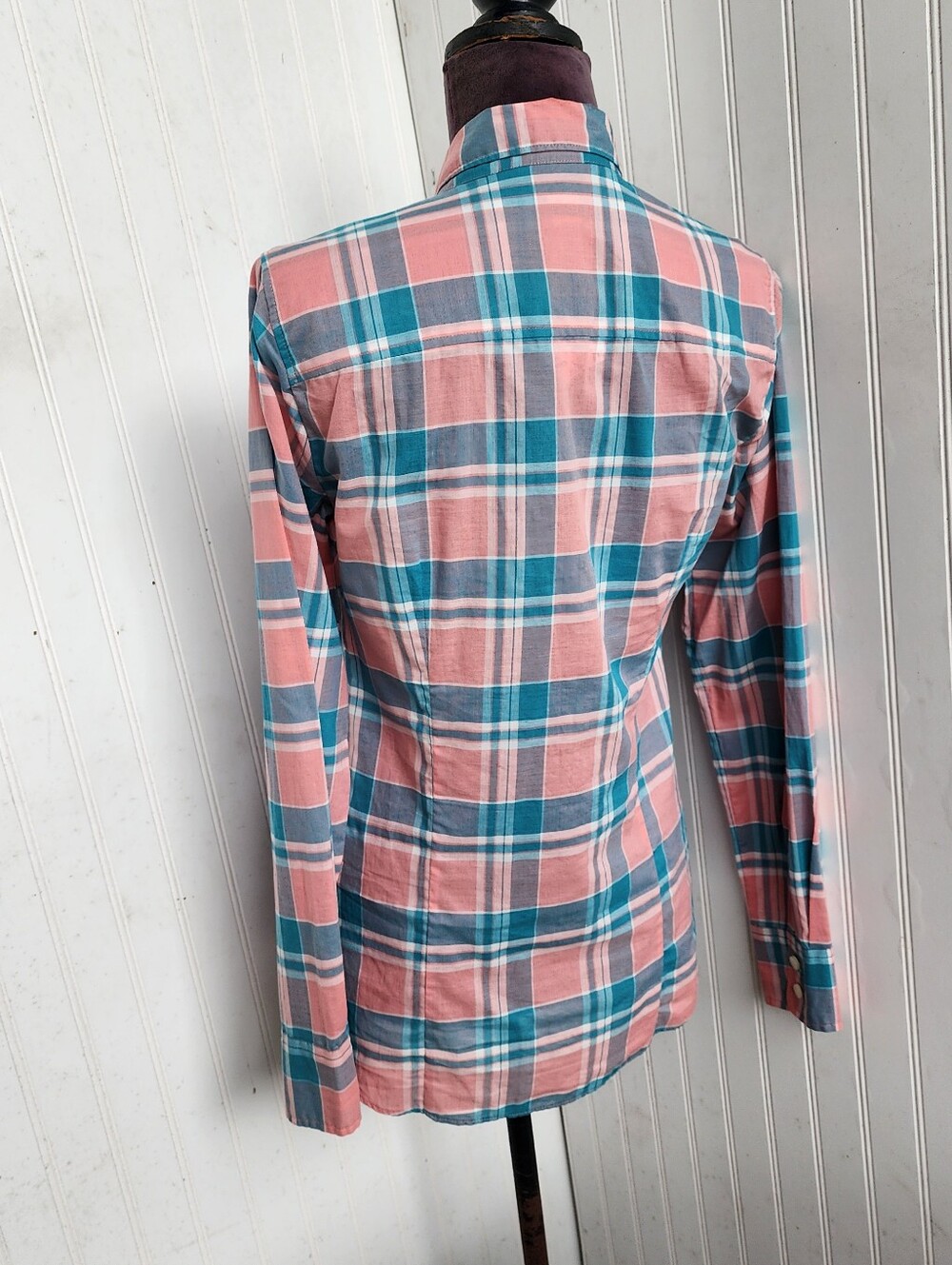 NWT J. Crew Plaid classic button-down shirt Coral Pink Blue Reef Shadow XS - Picture 6 of 14